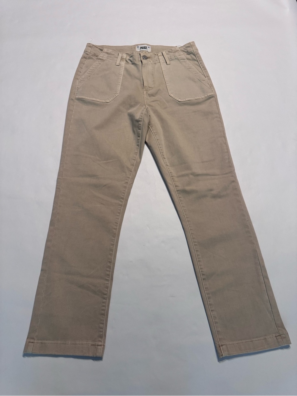 Paige Mayslie Trousers Womens 29 Tan Straight Leg Lyocell Stretch Chino
